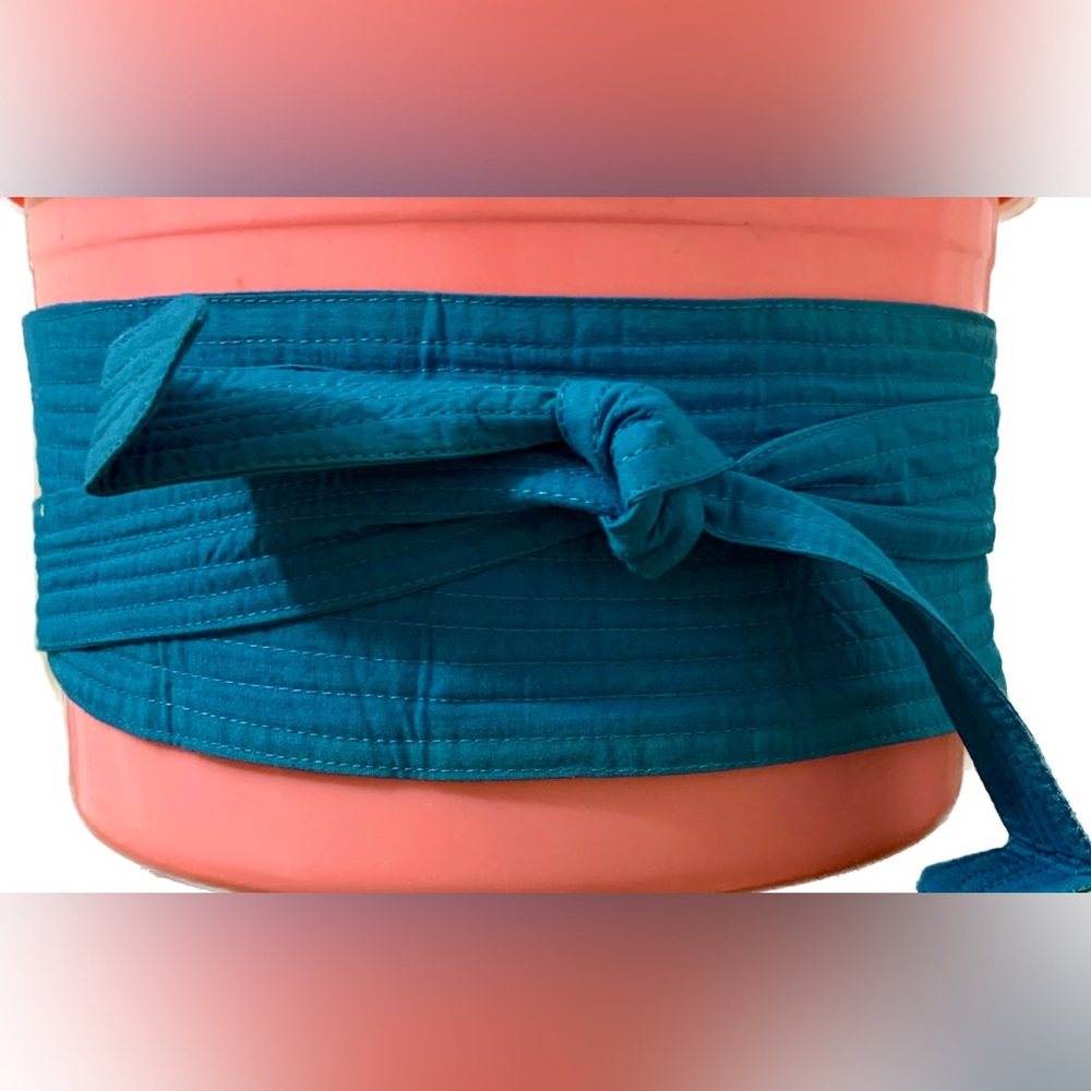NEW vintage cotton Cummerbund-Obi-Apron belt MEDIUM DARK TEAL